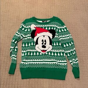 Disney Green Sweater with Festive Mickey Design
